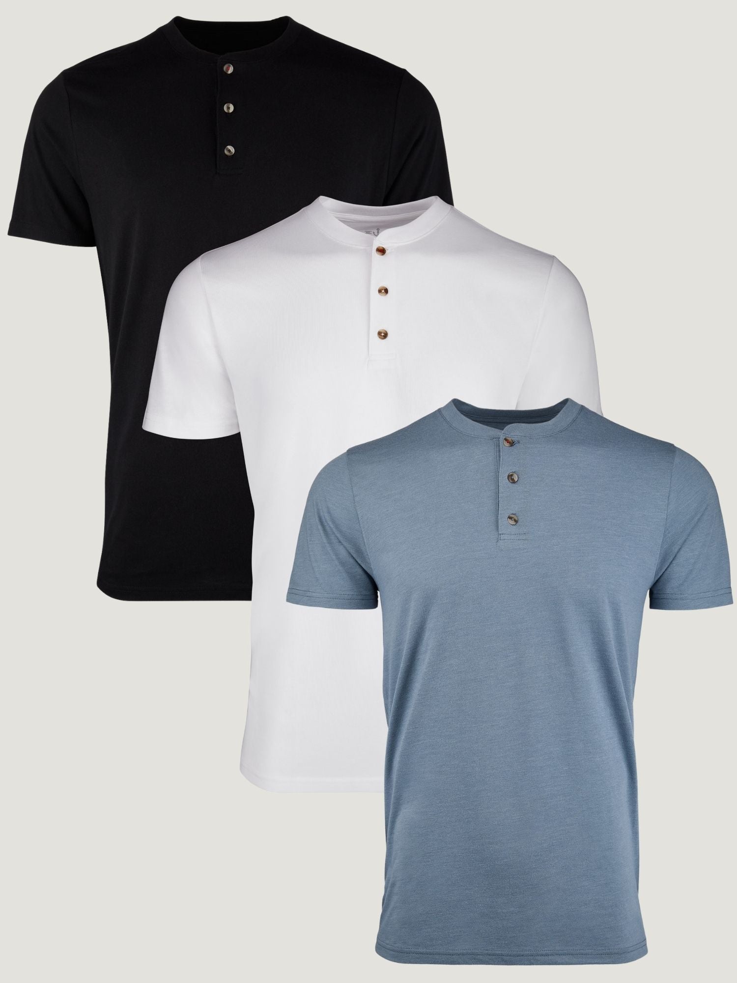Men's Soft Cotton Short Sleeve Henley Shirt 3 Pack - Casual Crew Neck Tees for Everyday Wear, Gym & Outdoor Activities