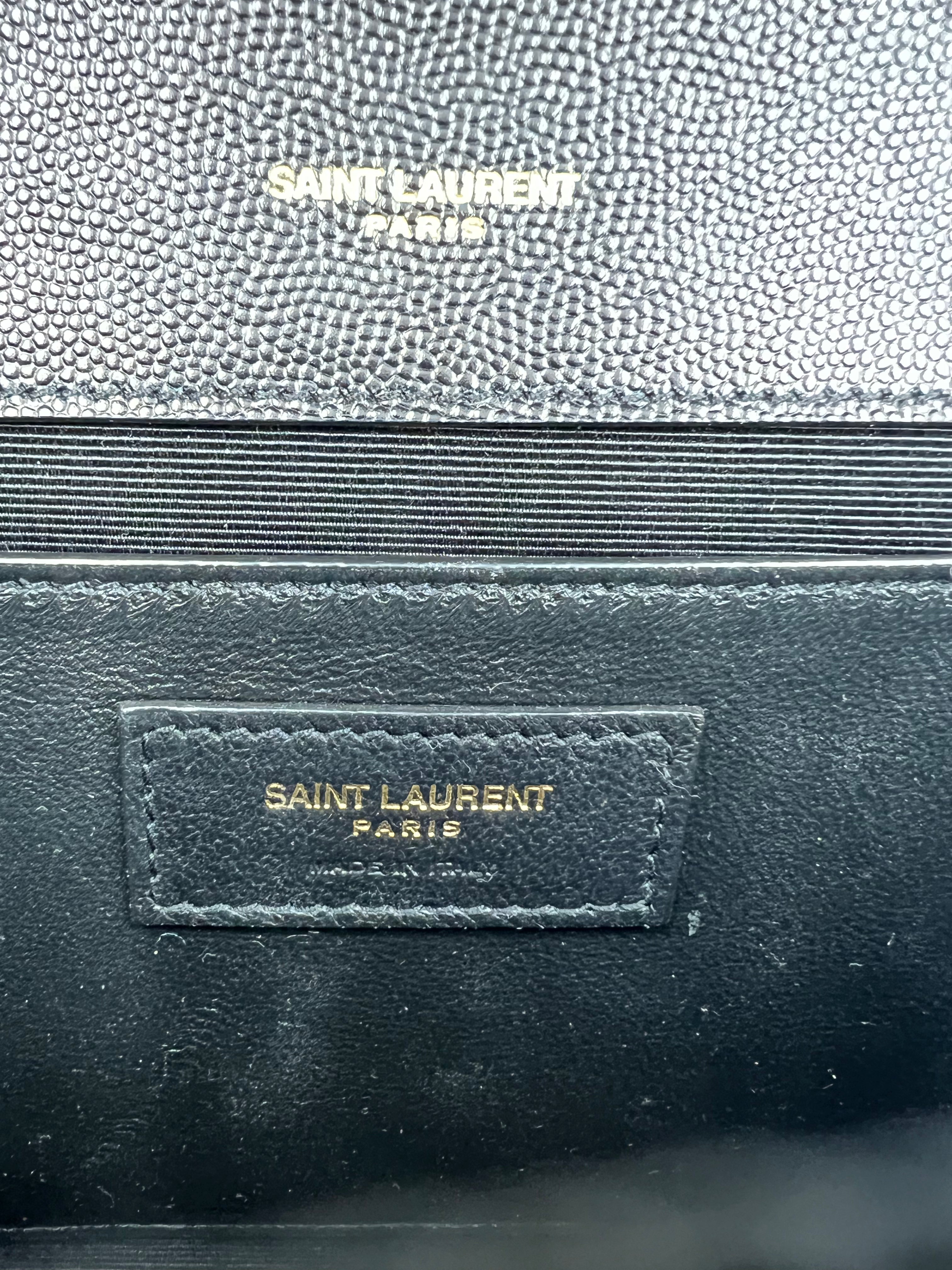 Saint Laurent YSL Black Grain de Poudre Medium Kate Chain Bag - Luxury Crossbody Purse for Women, Perfect for Evening Events & Date Nights