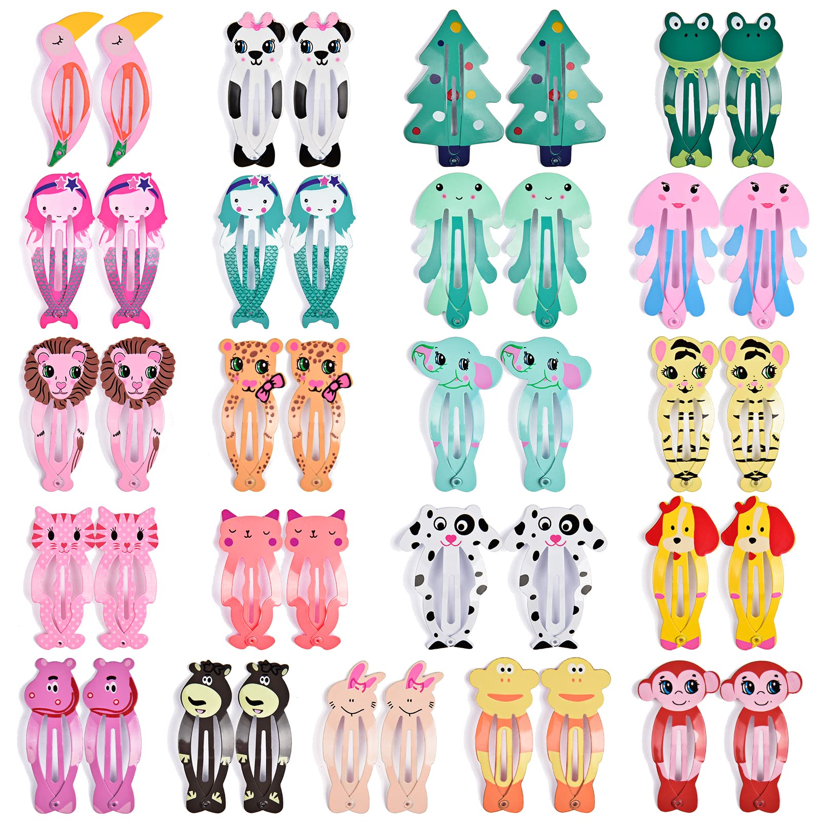 IKOCO 21 Pairs Snap Hair Clips for Girls - Cute Animal & Cartoon Barrettes for Toddlers - Non-Slip Hair Accessories for School, Parties & Daily Styling