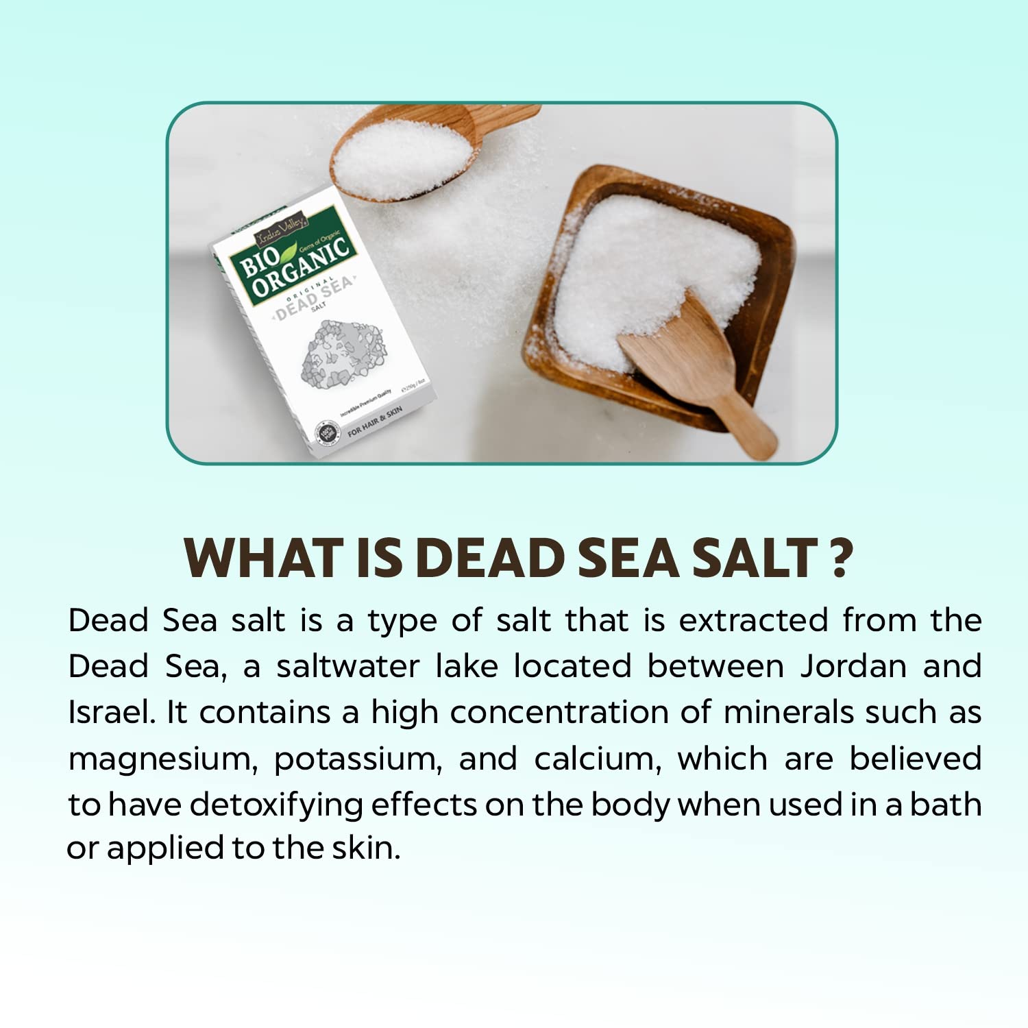 INDUS VALLEY Bio Organic 100% Natural Dead Sea Salt for Skin Healing, Hydration & Exfoliation - 250g - Spa, Bath & Relaxation Therapy