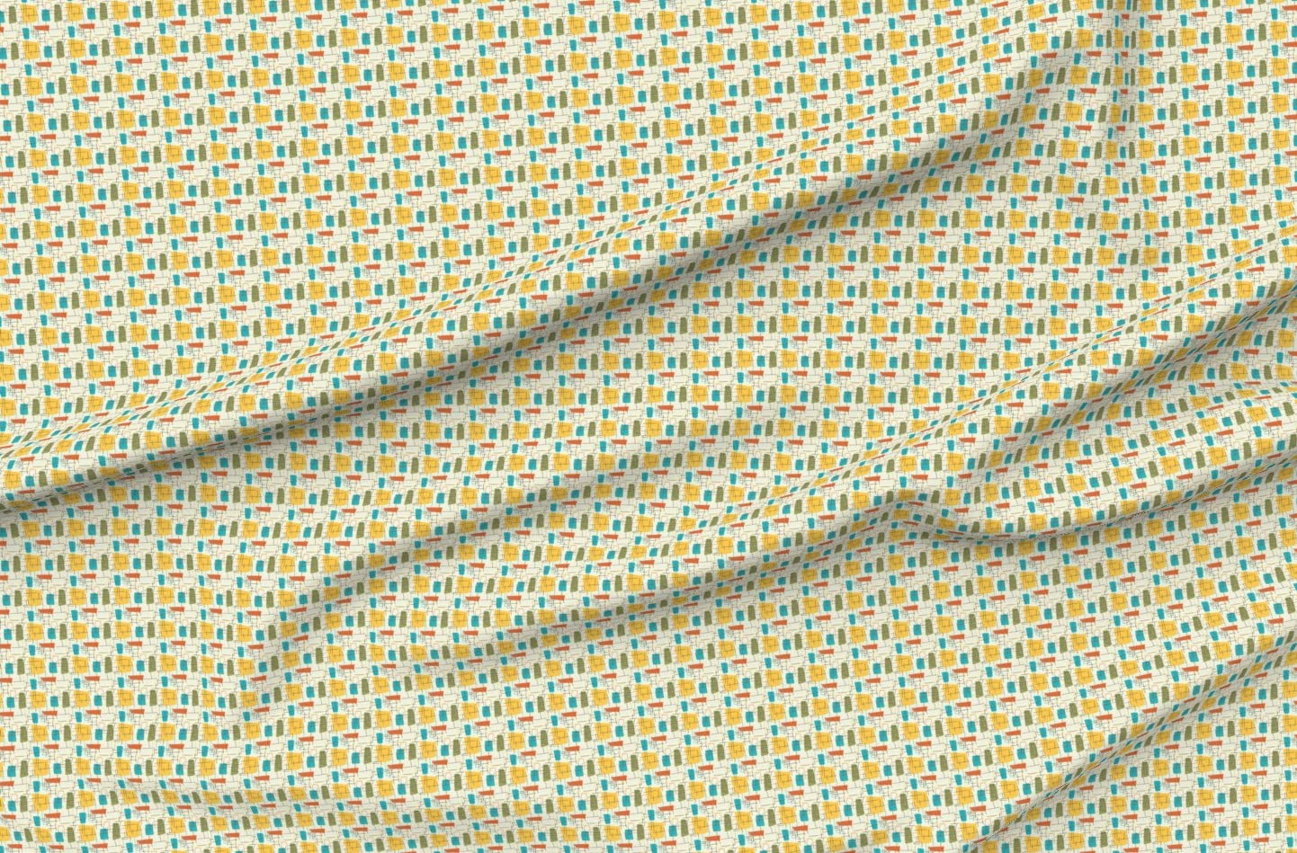 Fifties Mid Century Mod Geometric Yellow Printed Minky Fabric by The Yard - Soft & Durable for Sewing Baby Blankets, Quilt Backing, Plush Toys & DIY Home Decor Projects - Spoonflower Premium Fabric
