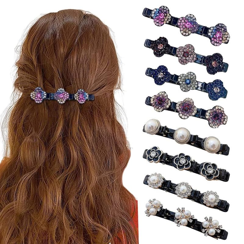 Belicia 4PCS Sparkling Crystal Rhinestone Braided Hair Clips for Women & Girls - Elegant Hair Accessories for Weddings, Parties & Everyday Styling