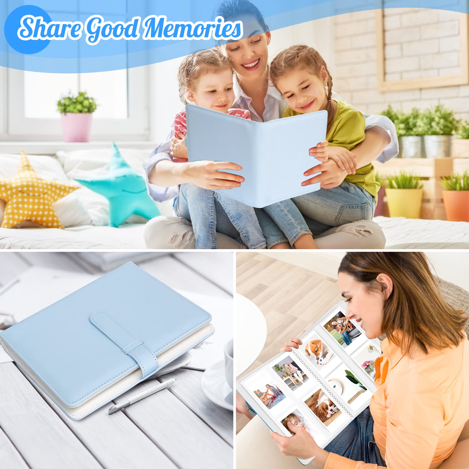 Ablus 256-Pocket Photo Album for Polaroid Snap, SnapTouch, Zip Mint Cameras & Printers - Compatible with Fujifilm Instax Mini 11, 90, 9, 8+, 8, 7S, 70, 50S, 26, 25, LiPlay Instant Cameras & Mini Link SP-1 Printer (Blue) - Perfect for Organizing, Storing & Displaying Instant Photos at Home, Office or Events