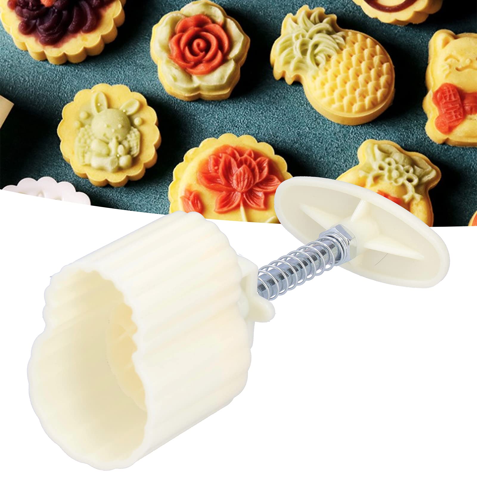 50g Mooncake Mold Press with 2 Pineapple-Shaped Cookie Stamps - DIY Baking Tool for Moon Cakes, Biscuits & Desserts | Perfect for Mid-Autumn Festival, Holiday Baking & Gift Making