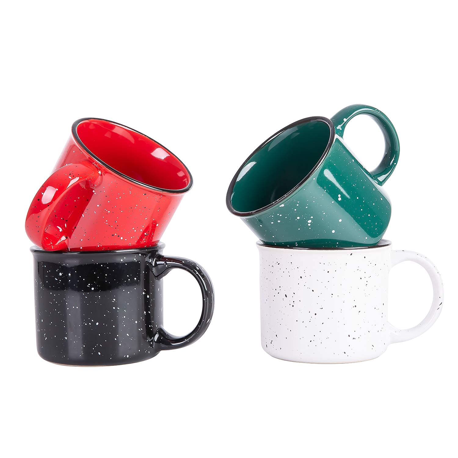 Cutiset 14oz Speckled Ceramic Coffee Mug Set of 4 - Campfire, Tea, Hot Chocolate - Perfect for Outdoor Camping, Home & Office Use