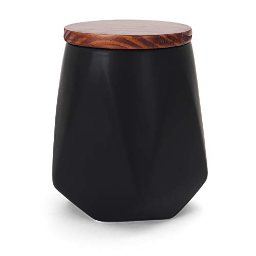 Premium Ceramic Food Storage Canisters - Airtight Kitchen Organization Containers for Flour, Sugar & Dry Goods - Elegant Countertop Storage Solution (Medium Black) - Perfect for Pantry, Baking & Coffee Station Organization