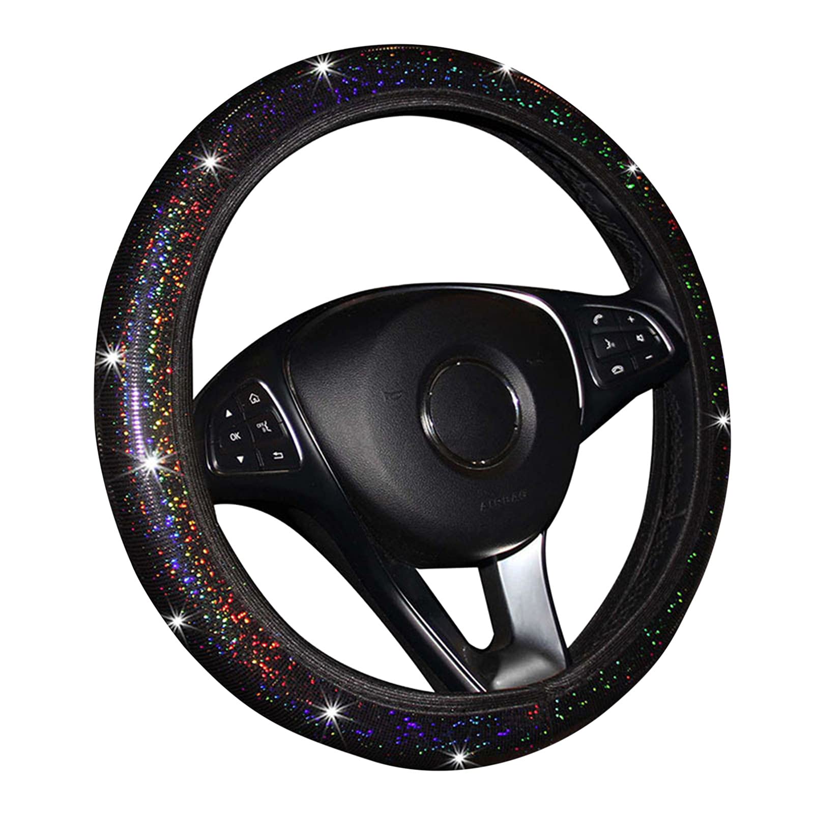 Universal Car Steering Wheel Cover - Fits Most 14.5-15 Inch Wheels | Key Fob Protector | Heated Cordless Design for Winter Comfort | Perfect for Cold Weather Driving & Car Interior Protection