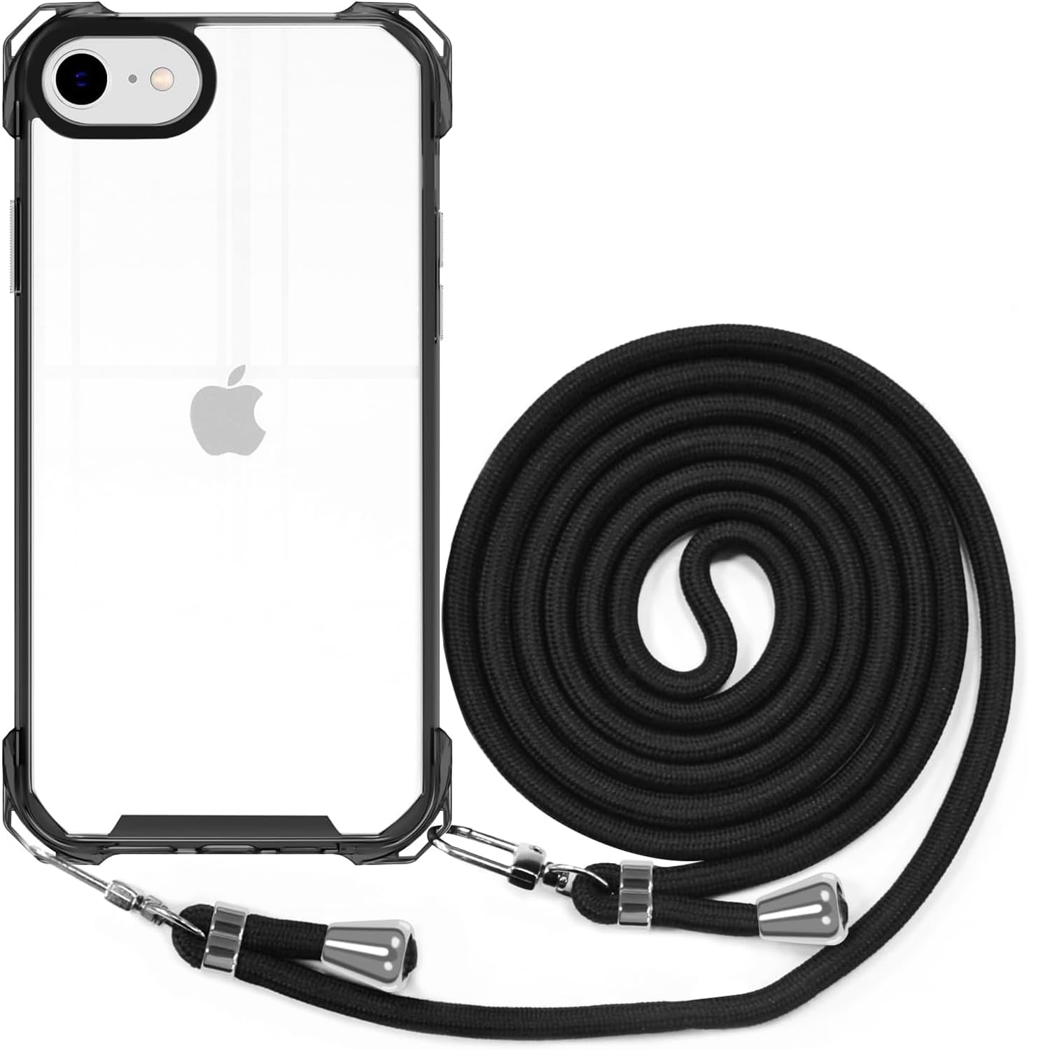 Transparent Clear Crossbody Strap Phone Case for iPhone SE 2022/SE 2020/7/8 - Lanyard Neck Cord Strap Cover - Perfect for Travel, Shopping & Hands-Free Use