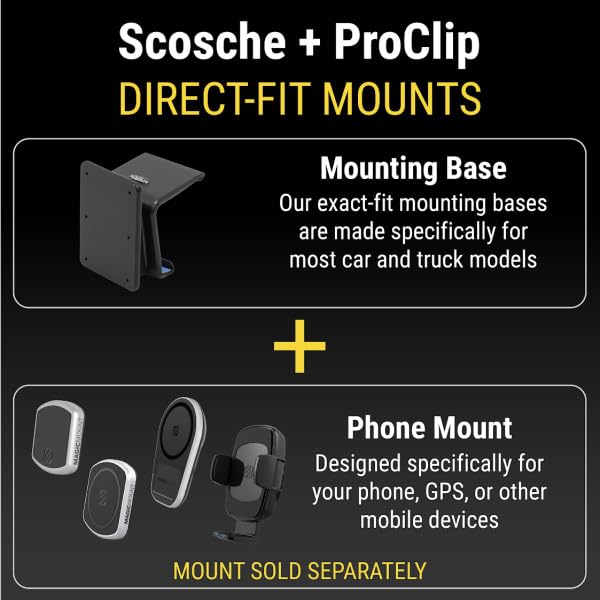 Scosche PC855198 ProClip Center Dash Mount for 2016-2022 Honda Pilot, 2016-2023 Honda Ridgeline & 2019-2023 Honda Passport SUVs - Secure Phone Holder for Hands-Free Navigation & Driving Safety (Mounting Base Only)