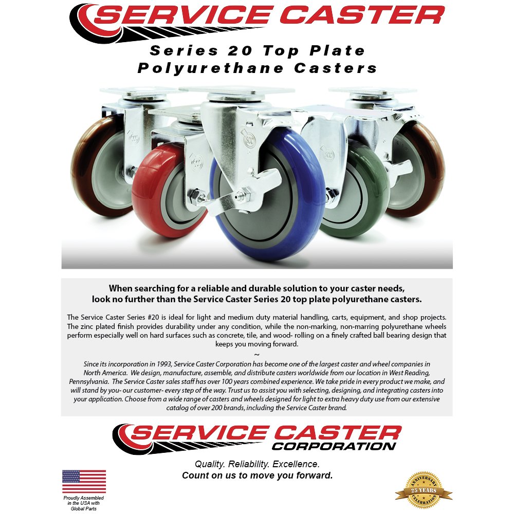 Cambro 60008 60007 41021 Replacement Caster Set - 4-Piece Heavy Duty Utility Cart Wheels for Ultra Pan Carriers, Ice Caddies & Dish Dollies - Durable Service Casters for Restaurant, Catering & Commercial Kitchen Use