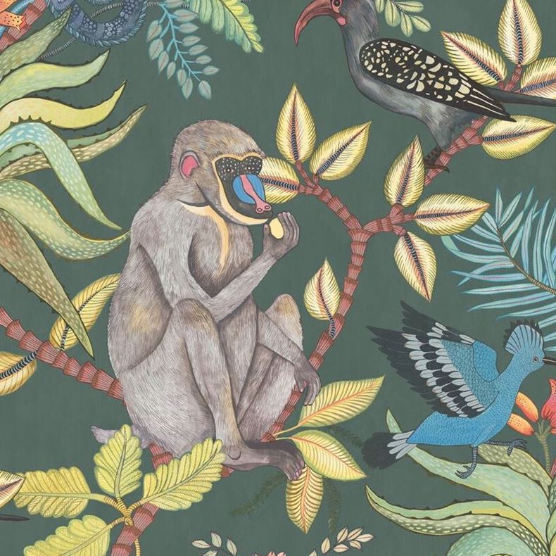 Cole and Son Savuti Dark Petrol Multi Wallpaper - Premium Floral Design for Living Room, Bedroom & Home Decor