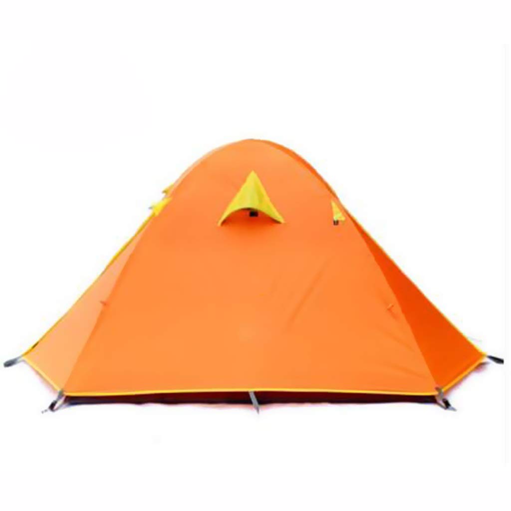 Ultra-Lightweight Waterproof 2-Person Camping Tent for Hiking & Backpacking - Double Layer Silicone Coated Sun Protection Outdoor Tent - Perfect for Couples Travel, Mountain Adventures & Beach Trips (Orange)