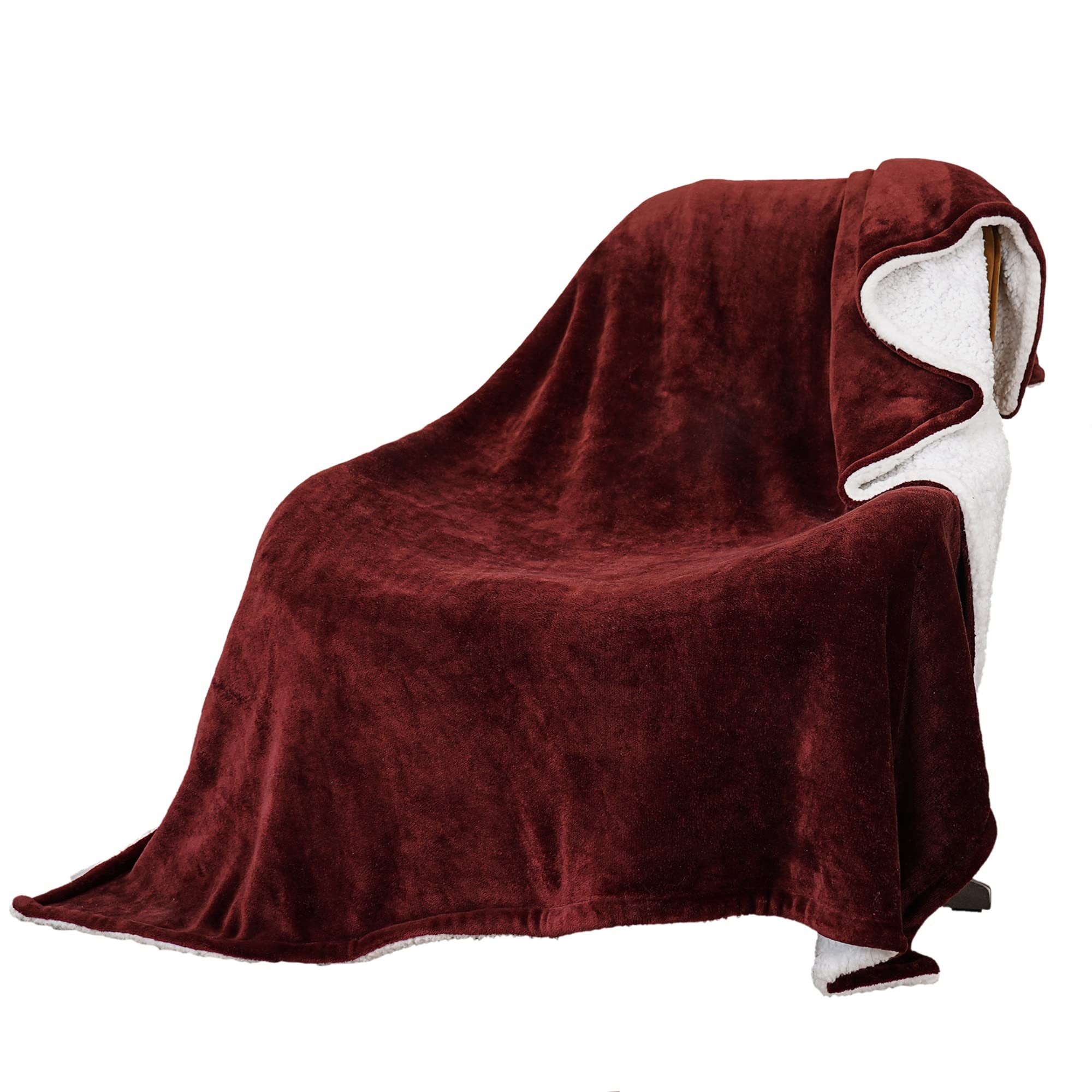 Jnszs Fluffy Soft Sherpa Fleece Throw Blanket - Ultra Cozy Blanket for Bed, Couch & Sofa - Twin/Queen Size 150x200cm - Warm Red Winter Blanket - Perfect for Home, Office & Travel Use