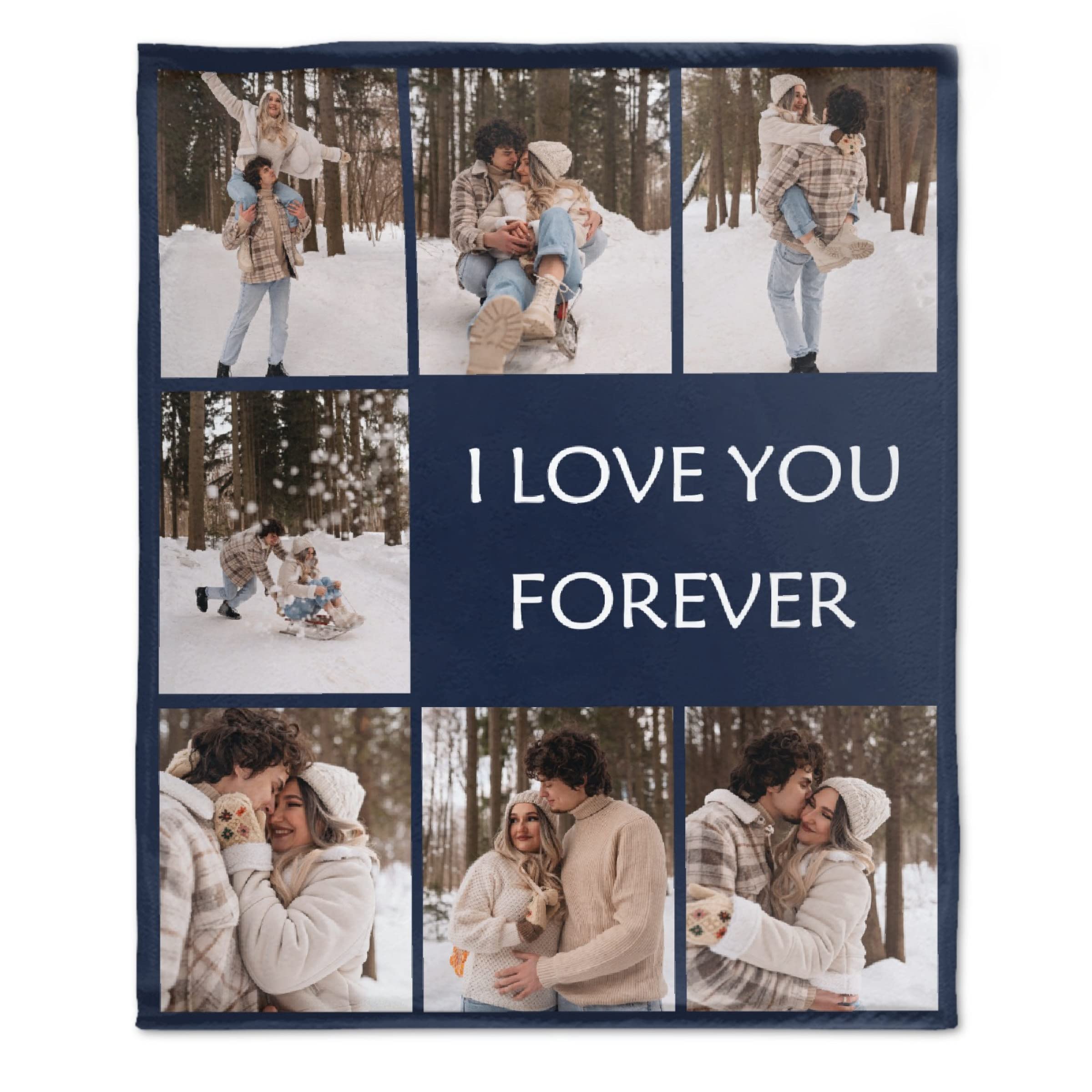 Personalized Fleece Blanket with Name & Photo - Custom Valentine's Gift for Couples, Kids & Family - 120