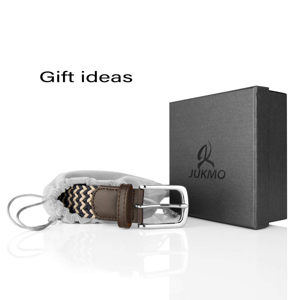 JUKMO Elastic Braided Belt for Men & Women - Adjustable Stretch Woven Belt with Gift Box - Perfect for Casual Wear, Office & Travel Accessories