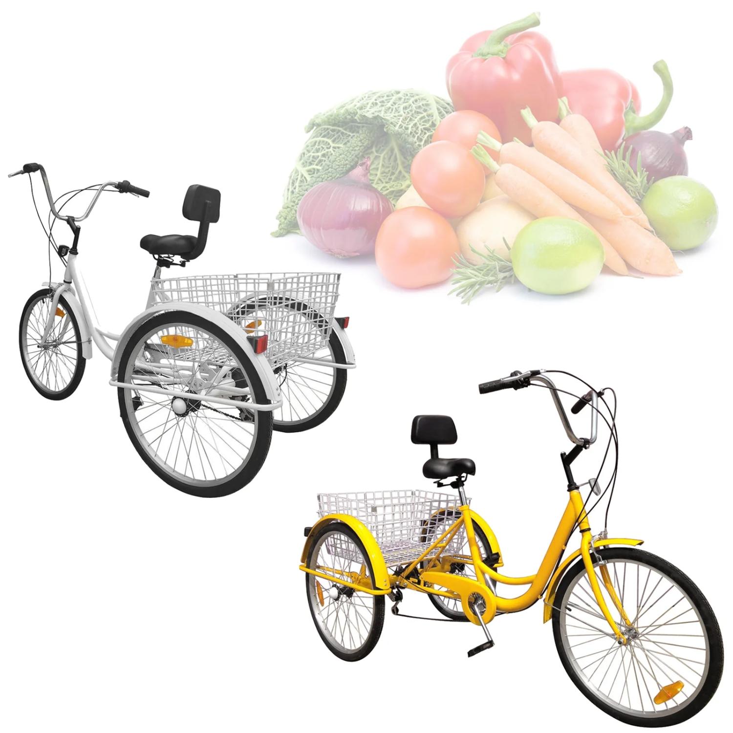 7-Speed Adult 3-Wheel Tricycle with Basket - 24 Inch White Cruiser Bike for Seniors & Adults - Perfect for Grocery Shopping, Exercise & Leisure Rides