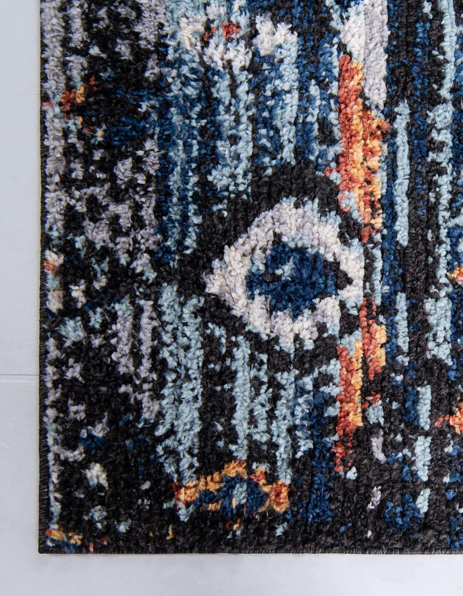 Unique Loom Morocco Collection Abstract Southwestern Bohemian Area Rug 9x12 Feet - Navy Blue & Black - Perfect for Living Room, Bedroom or Boho Chic Home Decor