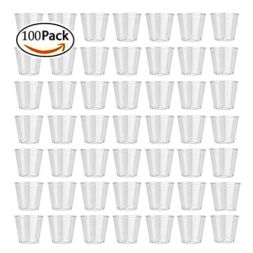 100pcs Clear Plastic Disposable Shot Glasses - Party Cups for Jelly, Candy, Cakes | Ideal for Birthday Parties, Classroom Events, Baby Showers & Wedding Favors | BPA-Free, Lightweight & Durable (5o91)