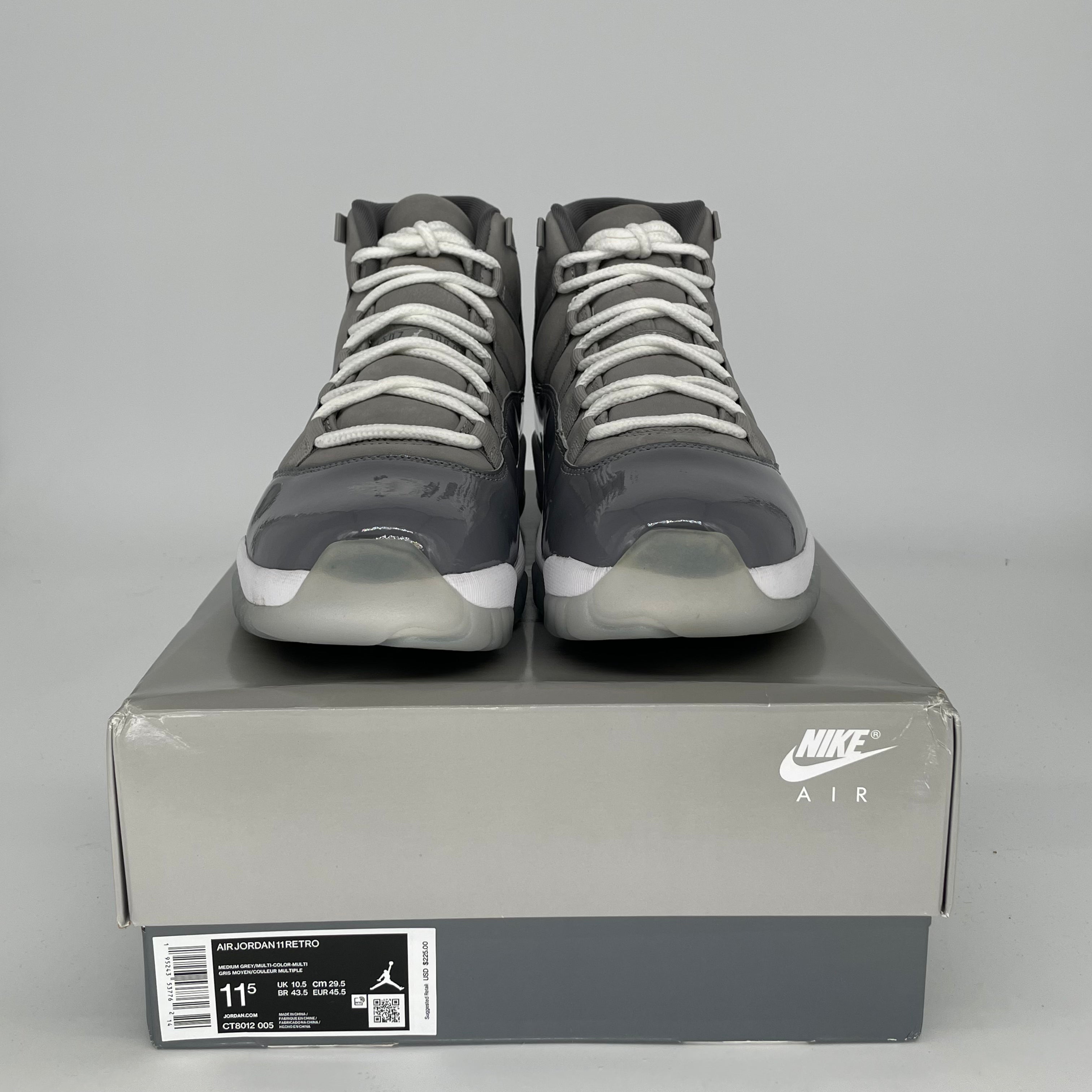 AIR JORDAN 11 RETRO COOL GREY MEN'S BASKETBALL SHOES SIZE 11.5 - CT8012-005 - Perfect for Sneaker Collectors & Basketball Players