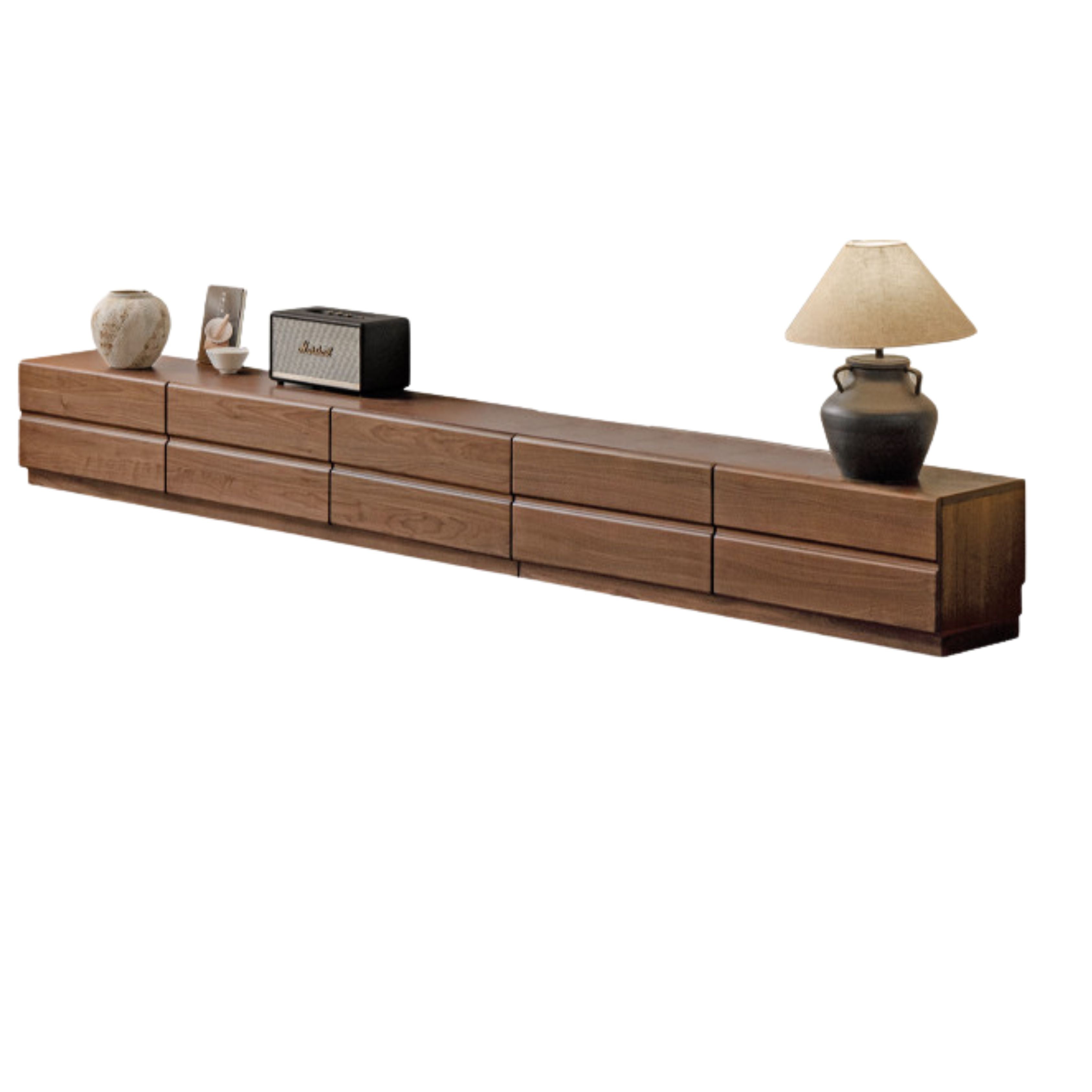 Solid Oak & Black Walnut Wood TV Stand - Rustic Modern Entertainment Center for Living Room, Home Theater & Media Storage