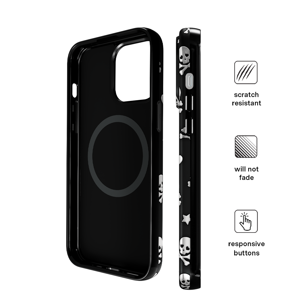 Stylish Chrome Skulls iPhone Case - Trendy Protective Cover for iPhone [Model] - Perfect for Everyday Use, Parties & Gifts