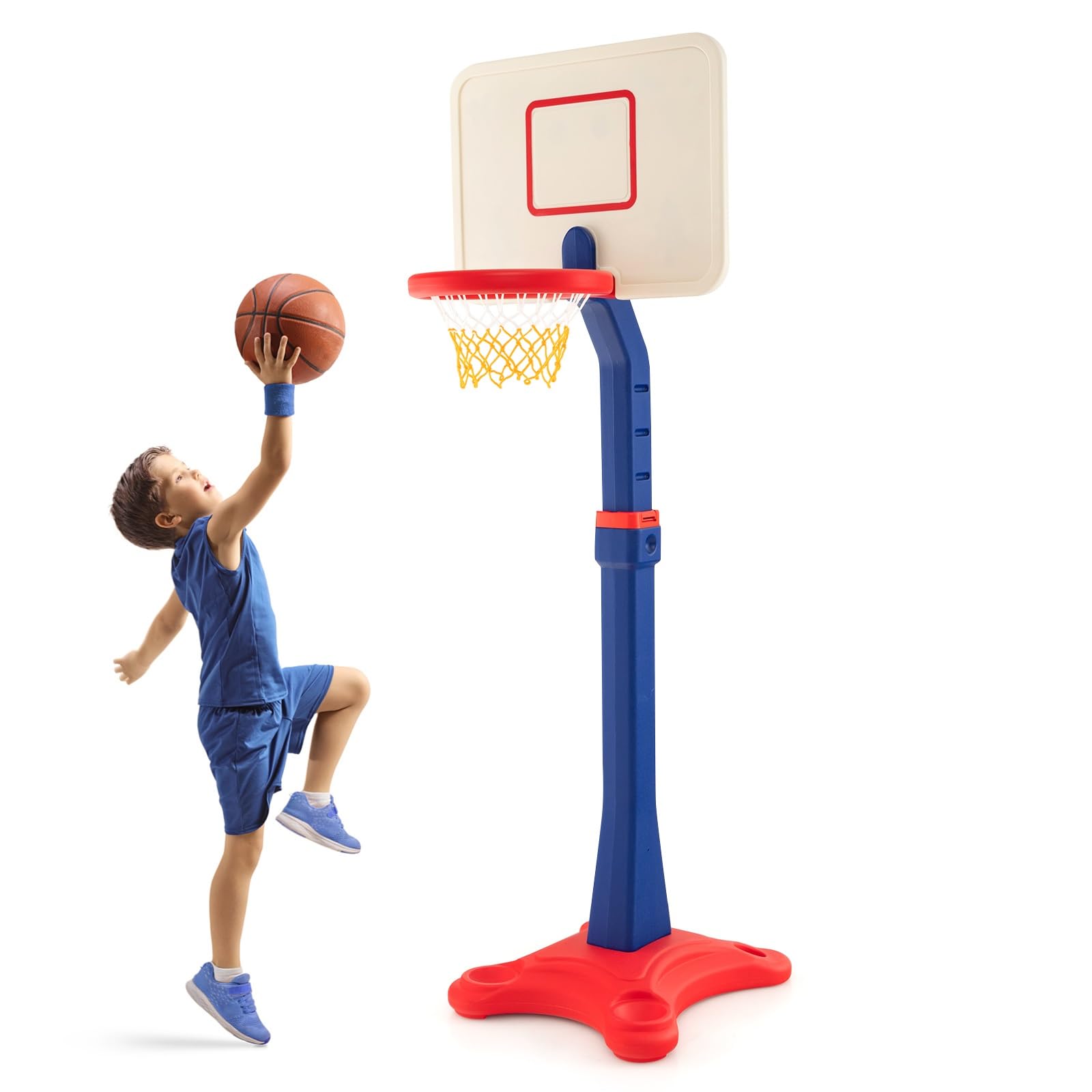 Adjustable Kids Basketball Hoop - 8 Height Levels, Weighted Base for Stability - Indoor/Outdoor Basketball Set for Boys & Girls Ages 3+ | Perfect for Driveway, Backyard & Playroom Sports Activities
