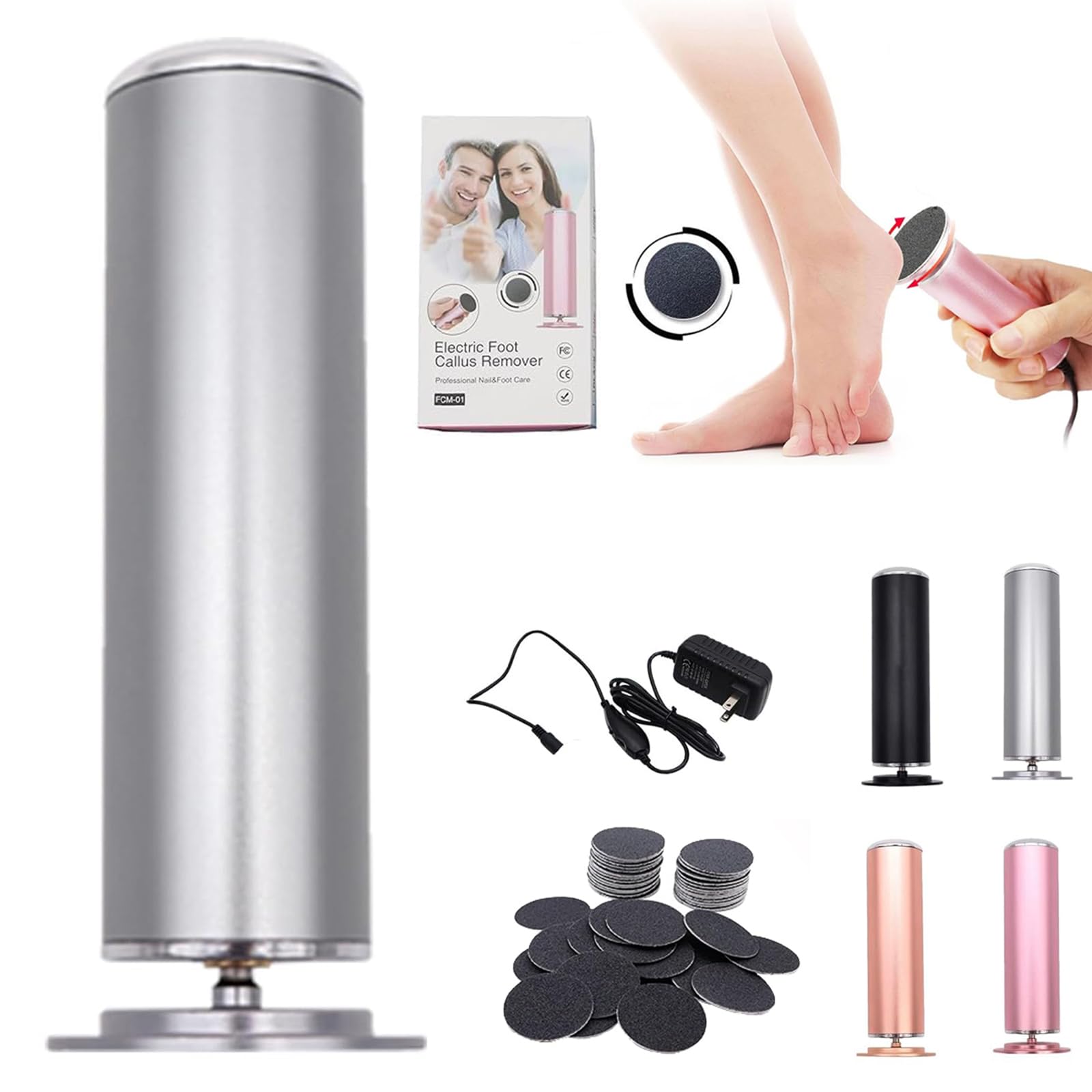 Dermawave Electric Foot Callus Remover - Professional Alloy Foot File & Grater for Dead Skin Removal - Perfect for Pedicure, Home Foot Care & Smooth Heels