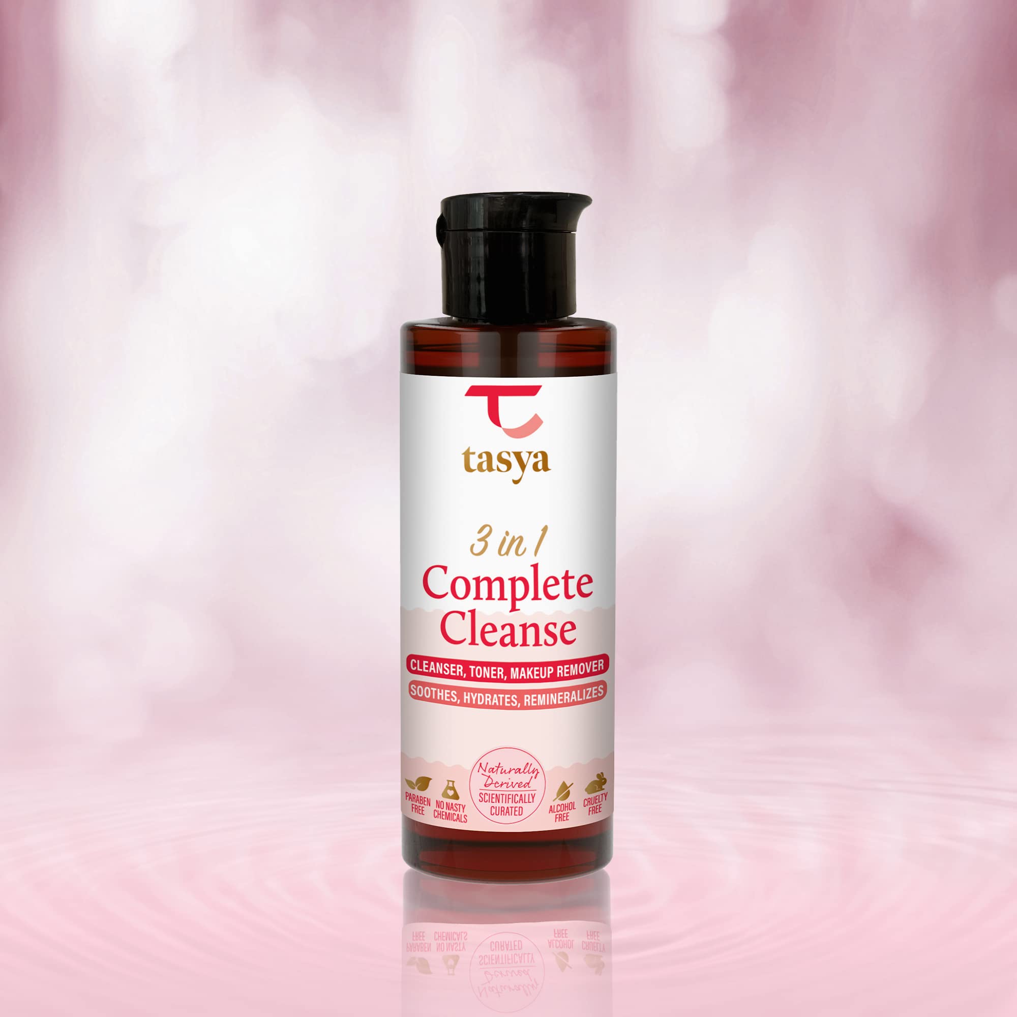 Tasya 3-in-1 Complete Cleanse Facial Kit - Gentle Cleanser, Toner & Makeup Remover for Dry to Normal Skin | Double Cleansing Formula | Soothes, Hydrates & Remineralizes Skin | 120ml | Perfect for Morning & Night Skincare Routine