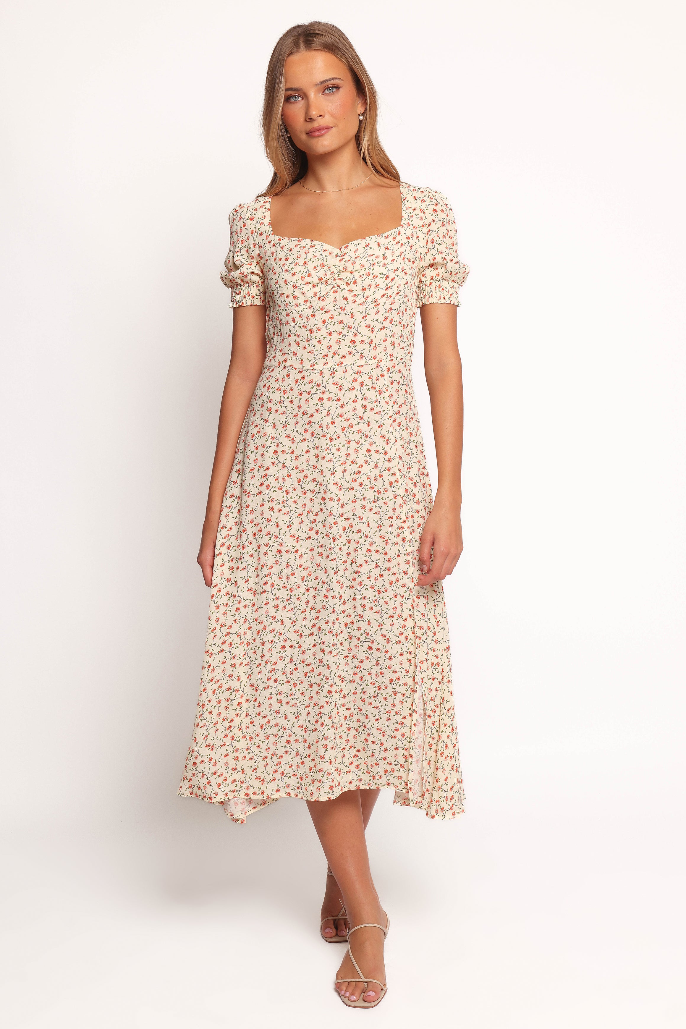 Franklin Dress - Cream Floral Print Summer Maxi Dress for Women | Elegant Boho Chic Beach Wedding Guest Dress | Perfect for Vacations, Parties & Special Occasions