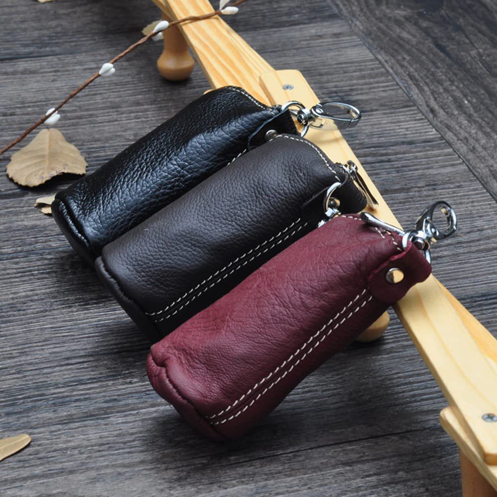 SEADEAR Leather Car Key Holder with Zipper Closure - Premium Smart Key Chain Case for Car Keys (Perfect for Key Organization & Protection)