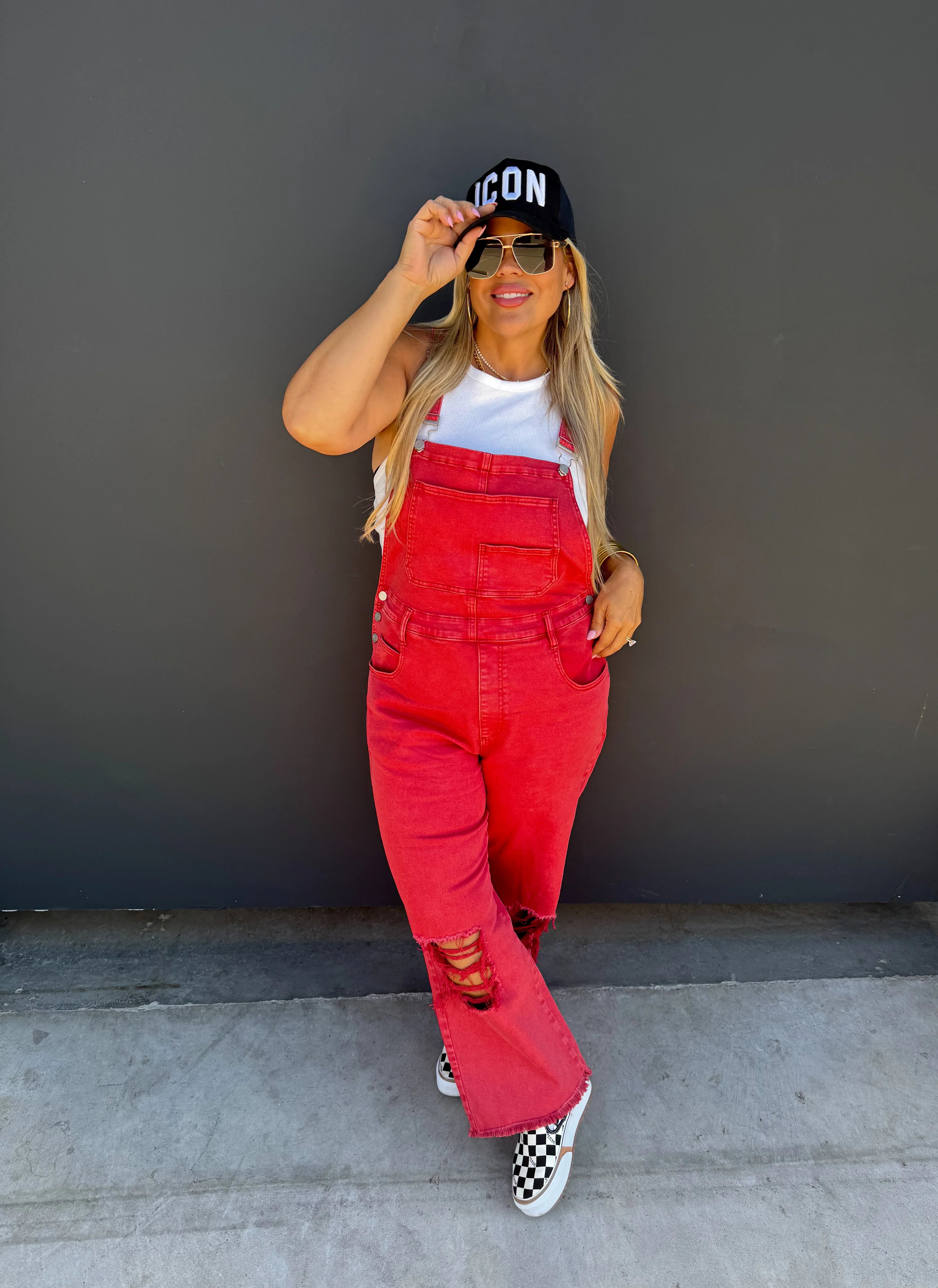 PREORDER: Dahlia Crop Wide Leg Overalls for Women - Denim & Black | Casual Outfit, Streetwear Fashion, Spring Summer Jumpsuit