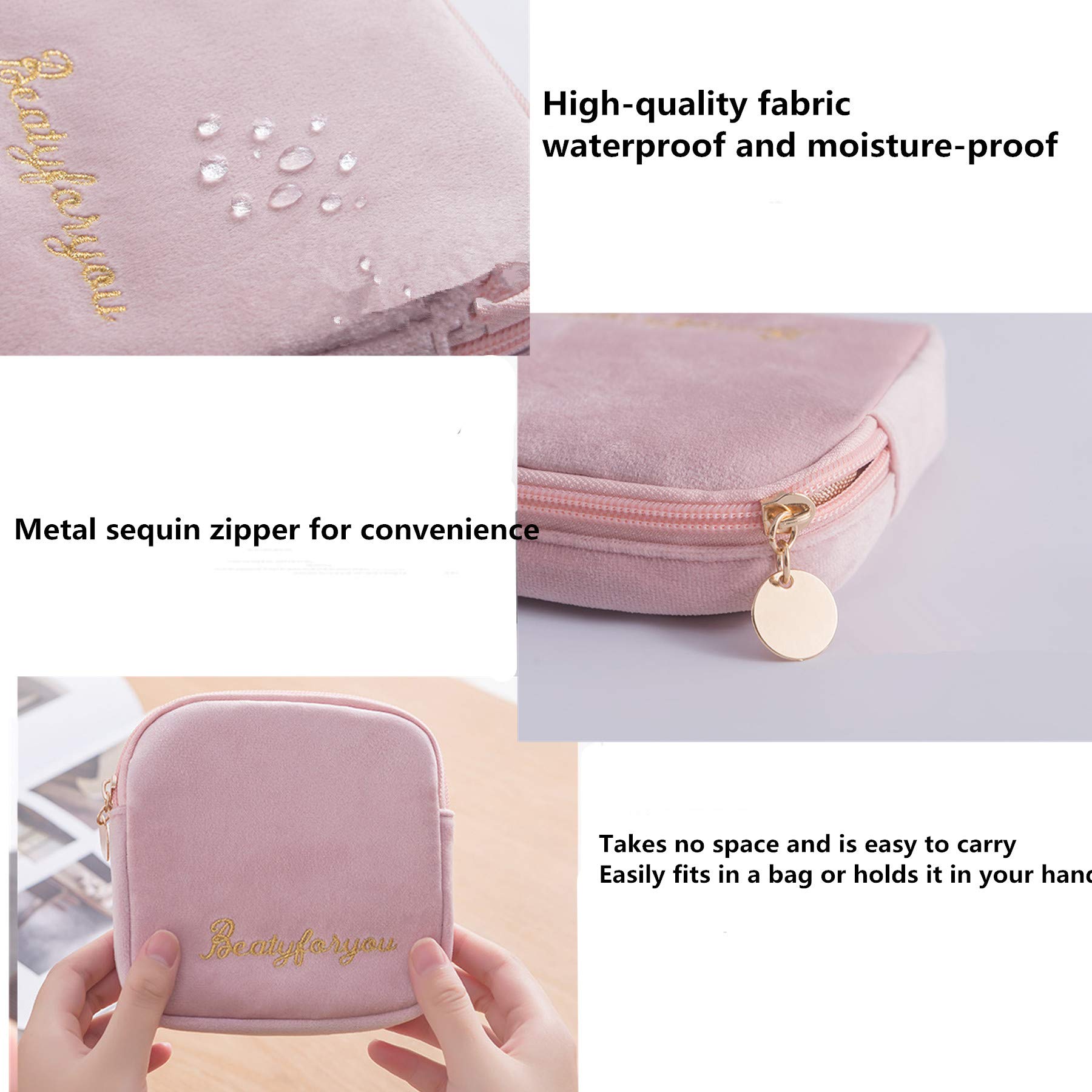 Flocking Fabric Sanitary Napkin Bag - Reusable Menstrual Cup Pouch & Nursing Pad Holder - Washable Organizer Storage for Women - 3 Pack (Black) - Perfect for Travel, Gym, and Daily Hygiene Essentials