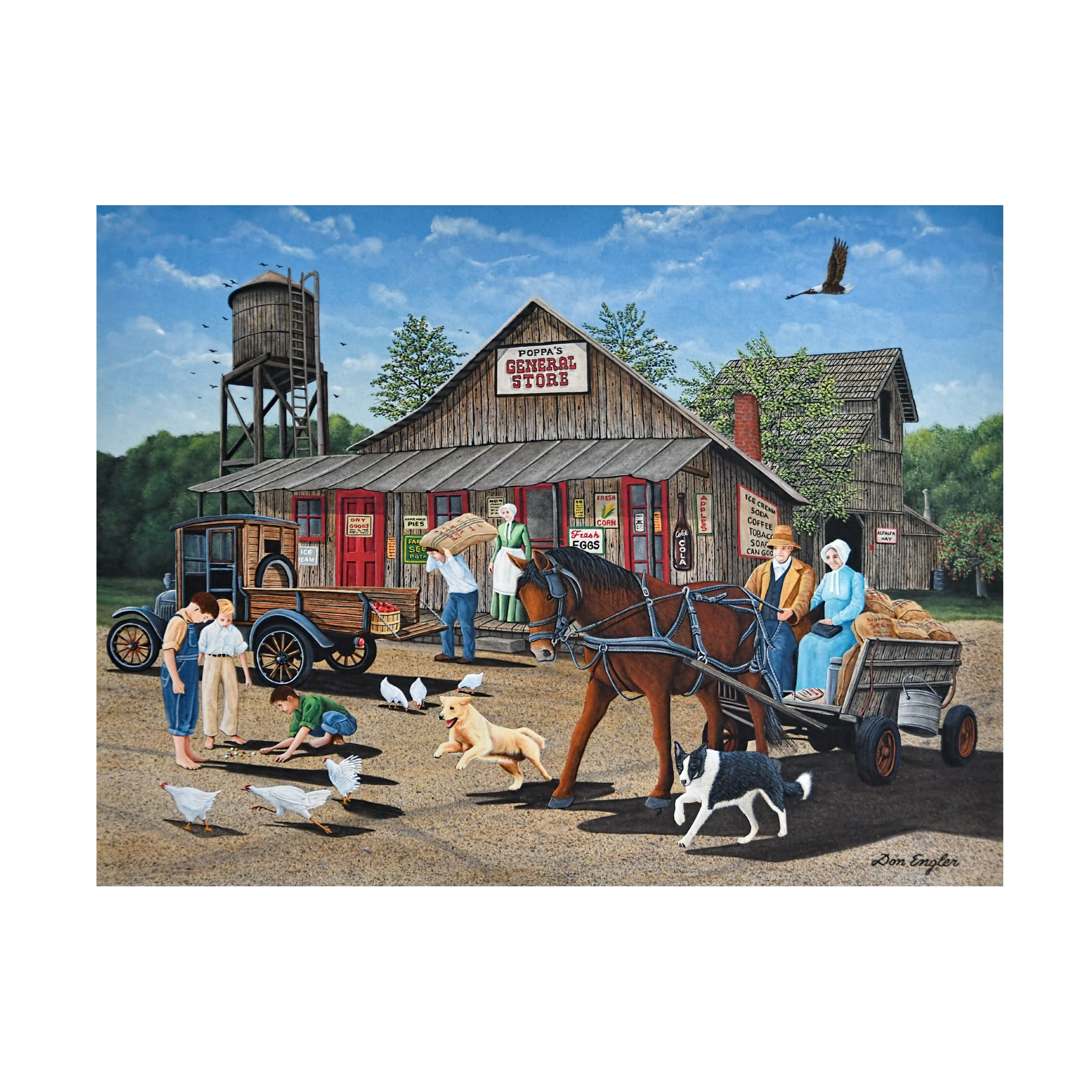 Trademark Fine Art 'Poppas Store' Canvas Print by Don Engler - Vintage Americana Wall Decor for Living Room, Office & Gift