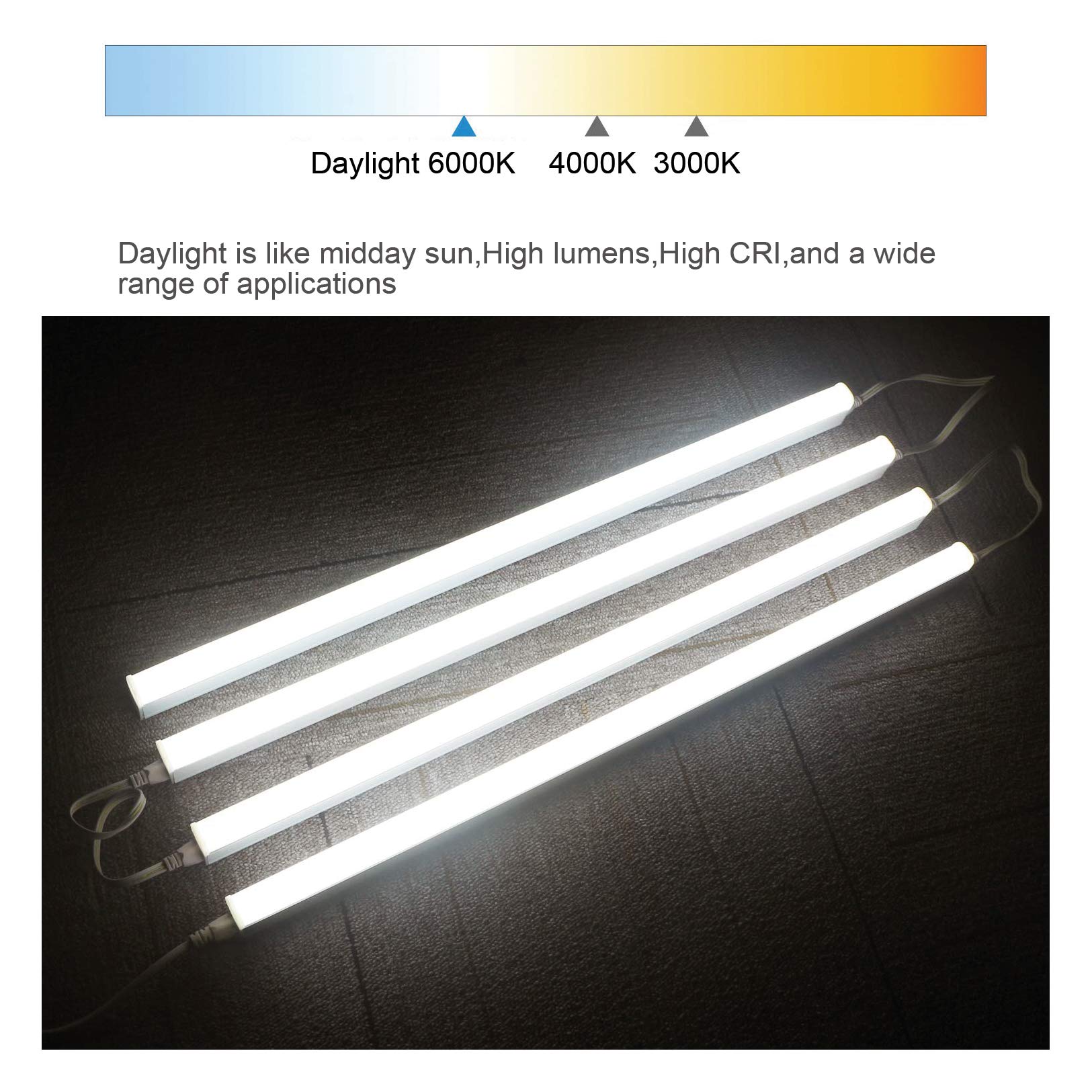 12-Pack 4FT LED Shop Light 24W T8 Integrated Tube Light with Milky Cover - 6000K Daylight White, ON/Off Switch Cable - Perfect for Household, Garage, Under Cabinet, Workshop, and Basement Lighting