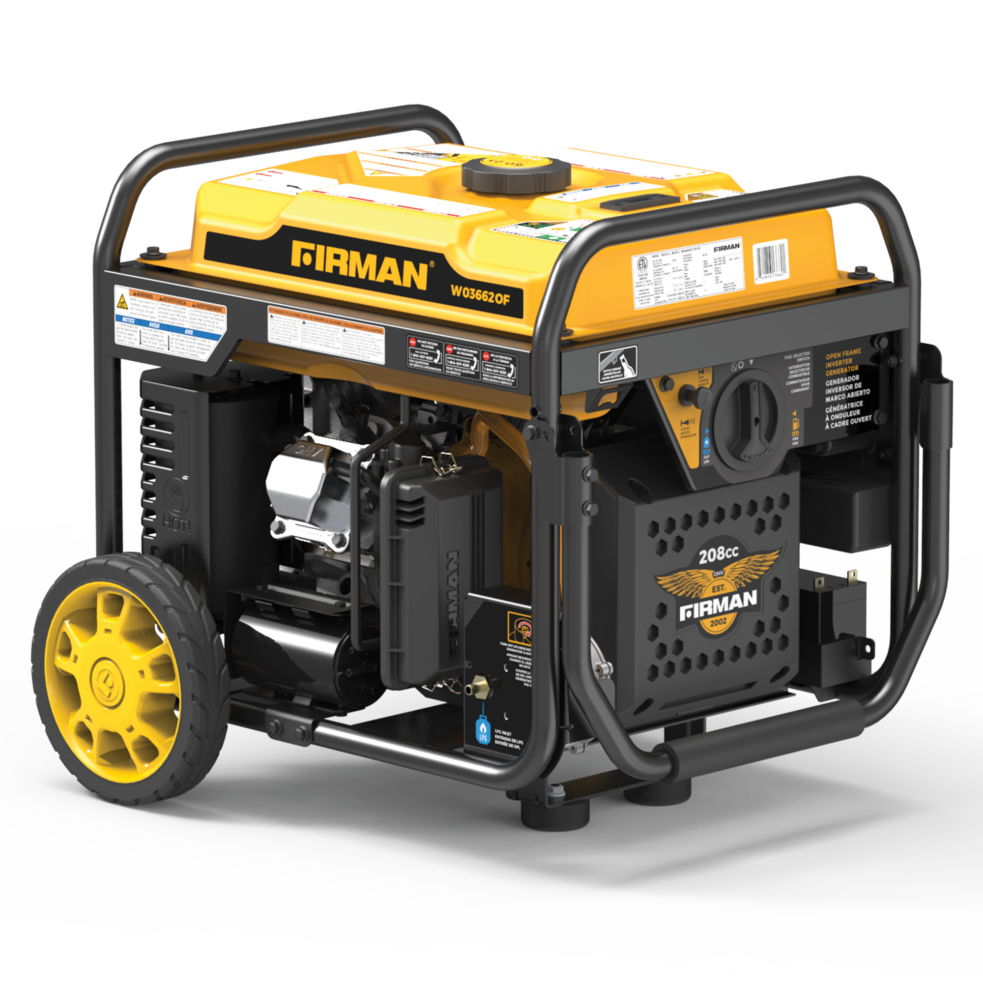 Dual Fuel Open Frame Inverter Generator 4500W with Electric Start & CO Alert - Perfect for Camping, RV Trips, and Emergency Power Backup