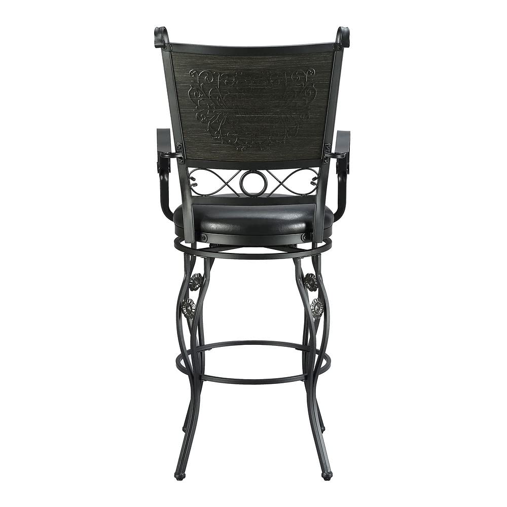 Ellie Big & Tall Barstool with Heavy Duty Metal Base in Black - Perfect for Kitchen Islands, Home Bars & Counter Height Dining Tables