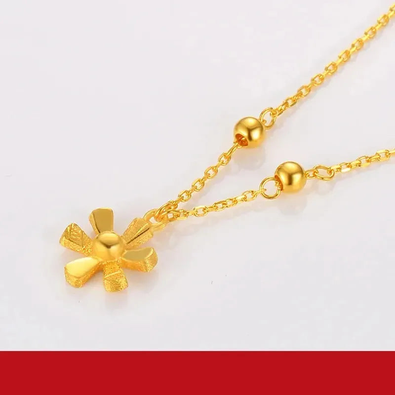 24K Pure Gold Necklace Real AU 999 Solid Gold Chain - Trendy Classic Jewelry for Women, Elegant Party & Wedding Gift - Hot Sell 2023