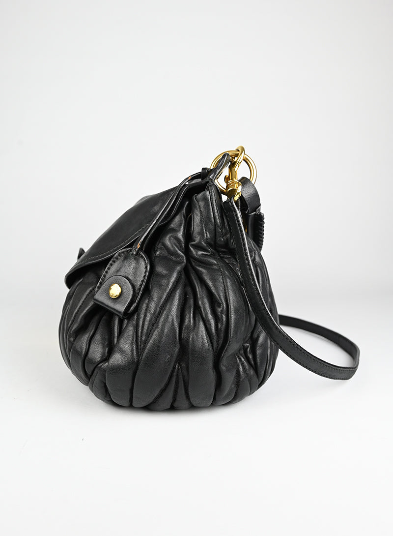 Miu Miu Black Quilted Leather Handbag - Luxury Designer Shoulder Bag for Women, Perfect for Work, Evening Events & Travel