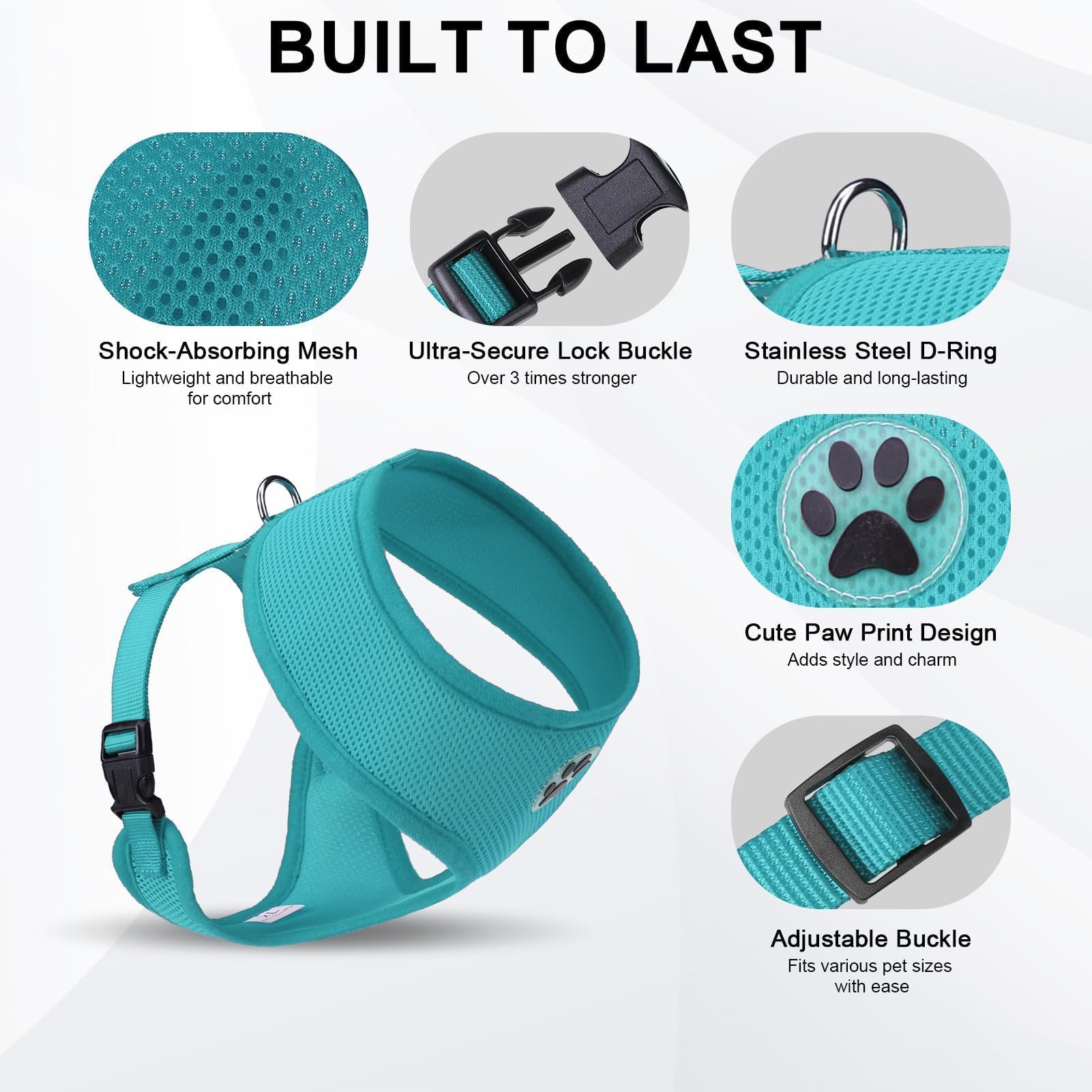 BINGPET Small Dog Harness - Breathable Mesh No Pull Adjustable Vest for Puppies & Medium Dogs - Perfect for Walking, Training & Outdoor Adventures