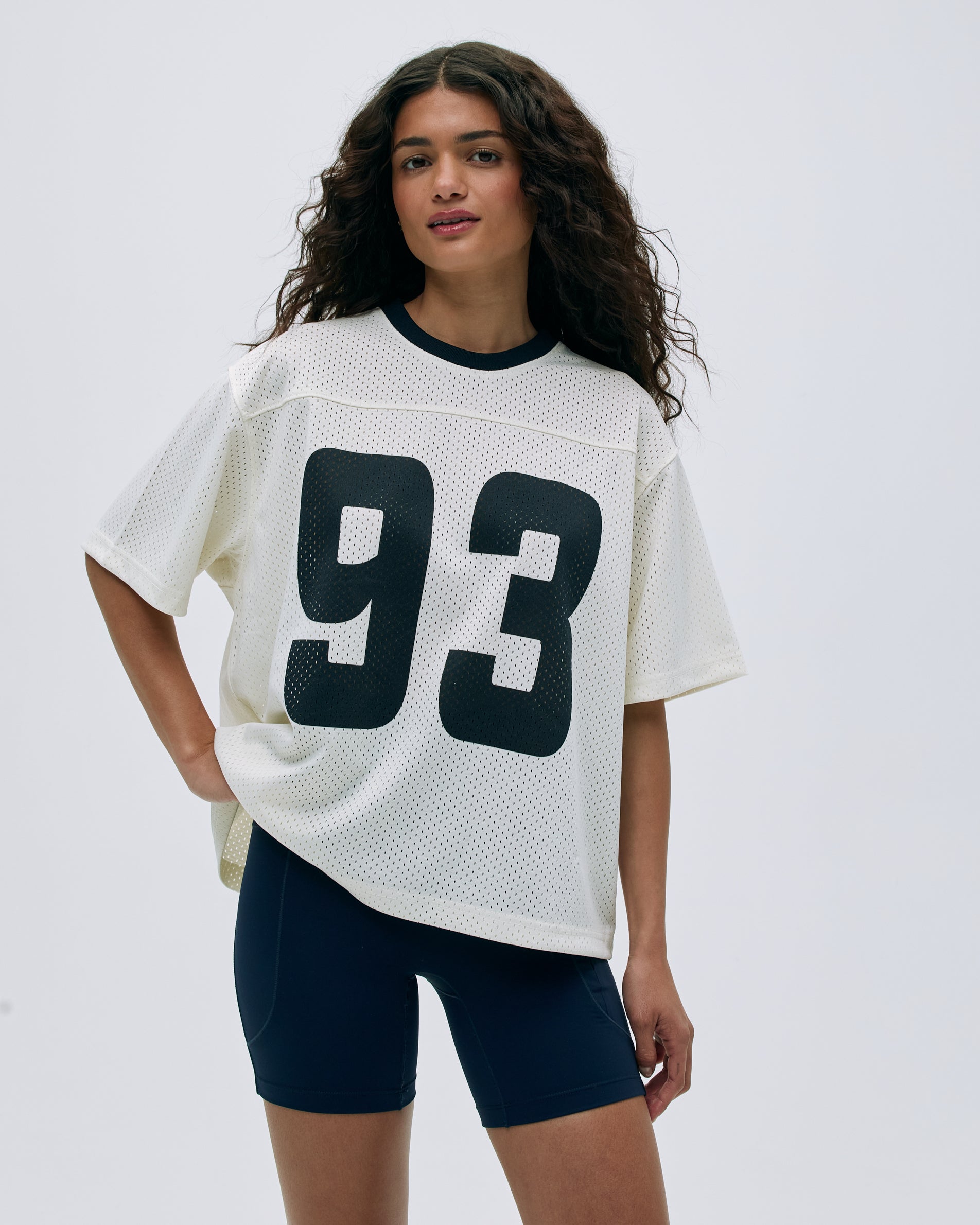 Breathable Mesh Short Sleeve Sports Jersey for Men & Women - White/Navy Blue - Perfect for Running, Gym Workouts & Team Sports