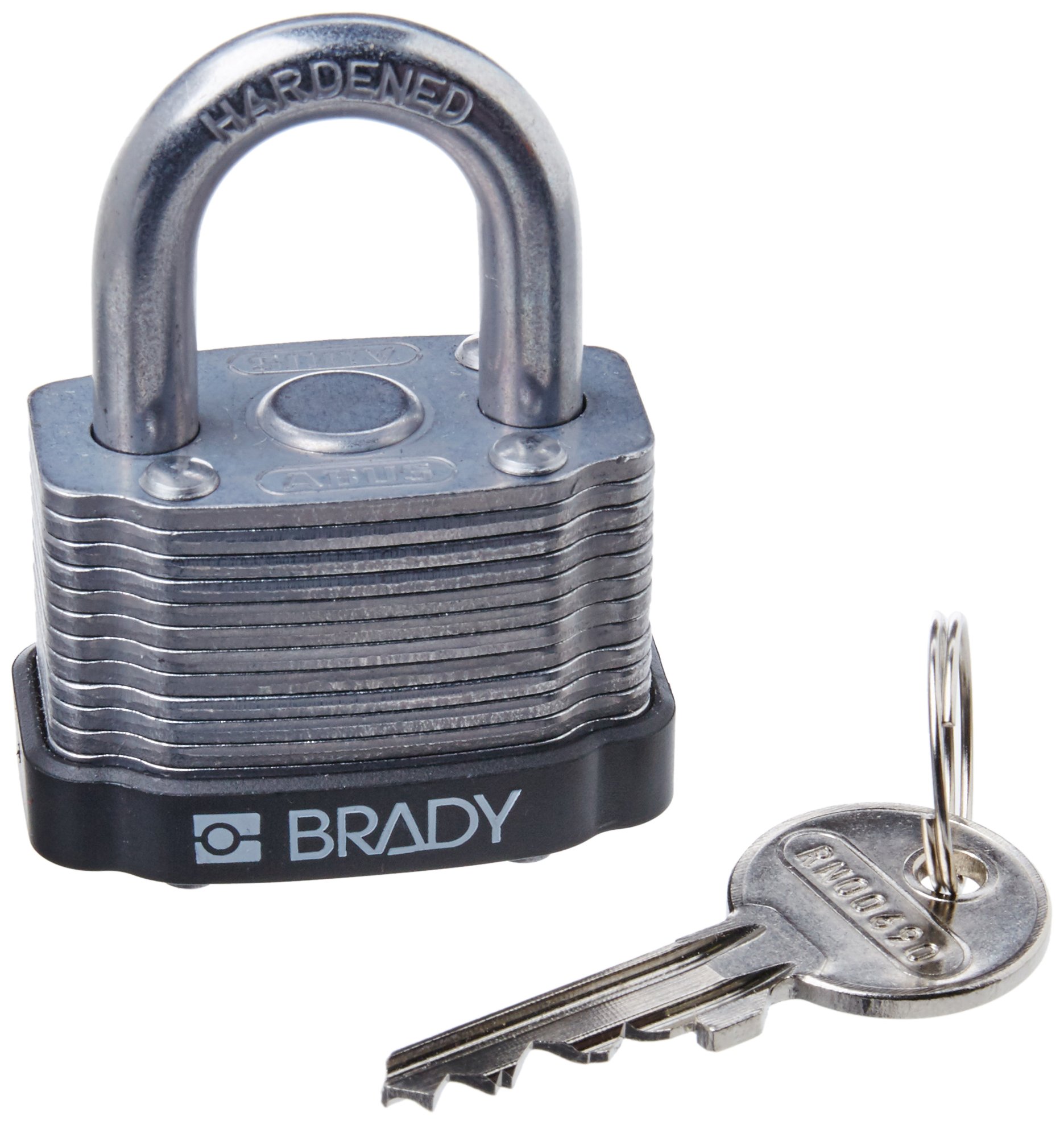Brady 143136 Heavy Duty Black Steel Padlock with Key - 1-1/5