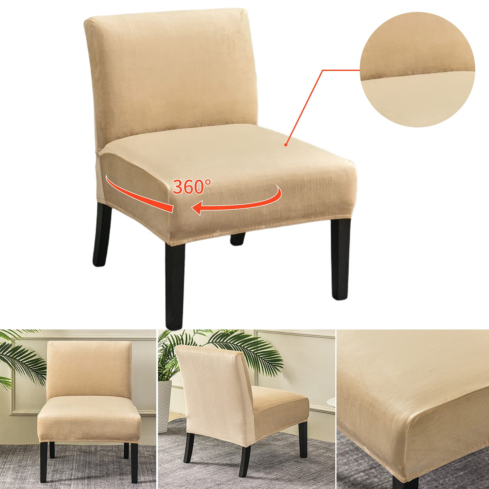 Eco-Ancheng Washable Removable Armless Chair Slipcover - Printed Furniture Protector for Accent, Slipper Chairs - Perfect for Living Room, Dining Room, Hotel Use