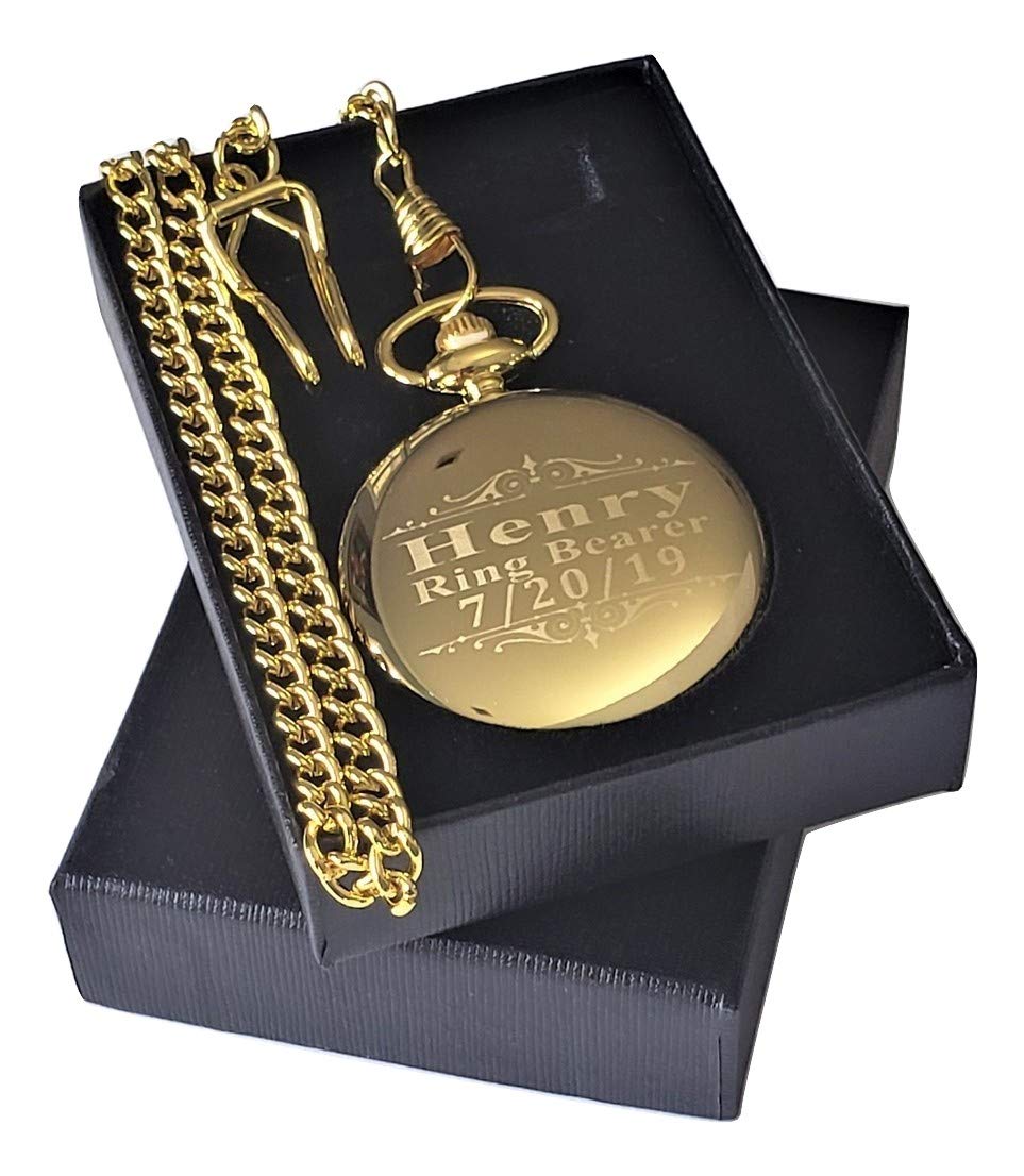 8 Personalized Engraved Pocket Watches for Men - Custom Groomsmen Wedding Gift Set with Chain & Gift Box - Perfect for Anniversaries, Graduations & Special Occasions