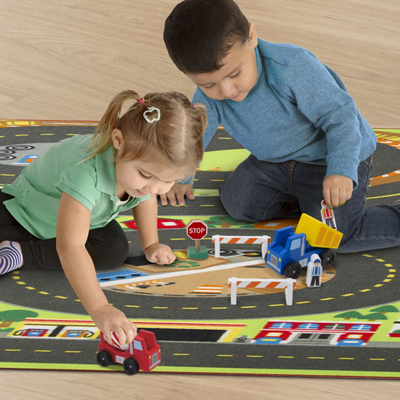 Jumbo Roadway Activity Rug for Kids - Large Play Mat with Roads & City Scenes - Perfect for Toy Cars, Trucks & Learning Playtime