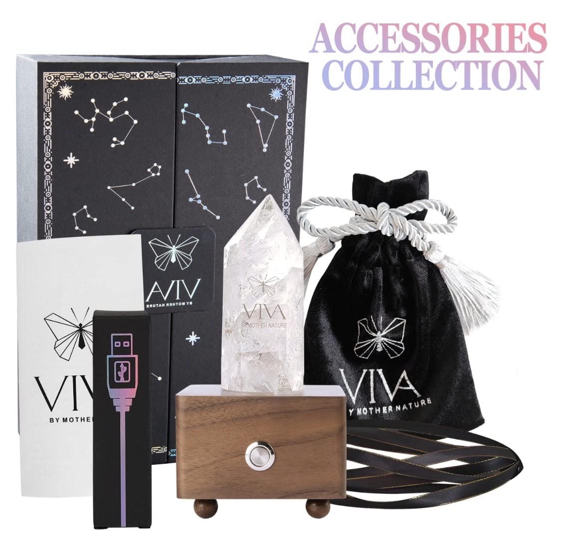 Piezoelectric Night Light with Natural Healing Crystal Quartz Point - Meditation, Manifestation, Bluetooth Speaker & Crystal Decor - Unique Dimmable Lamp for Bedroom, Yoga, and Relaxation