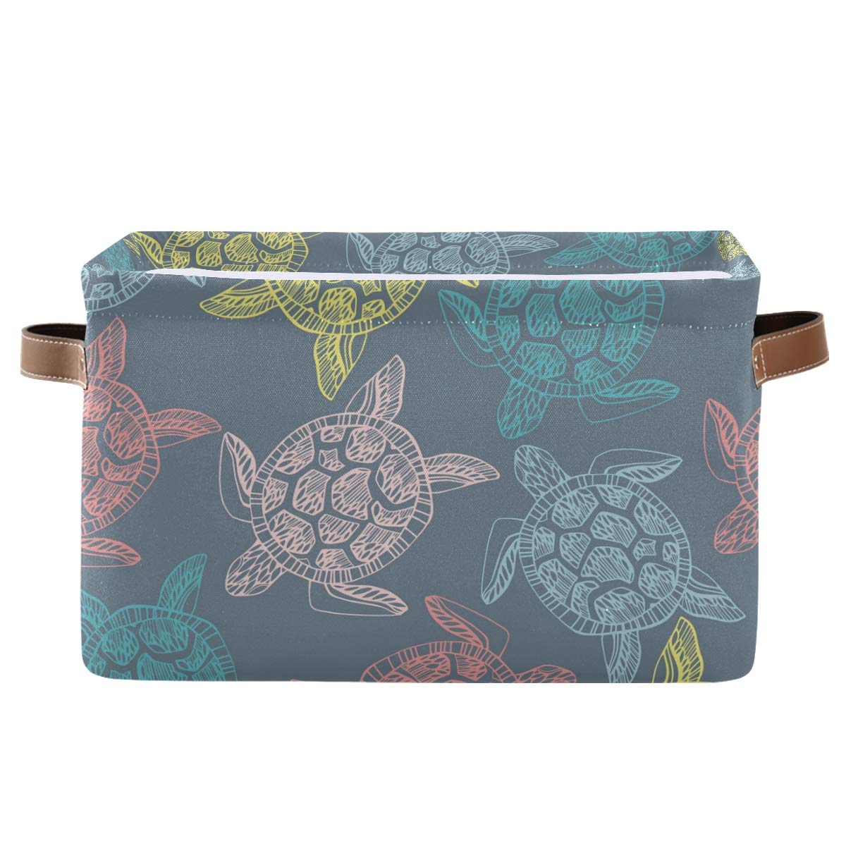 Colorful Sea Turtle Storage Bins - Collapsible Fabric Organizer for Home & Office