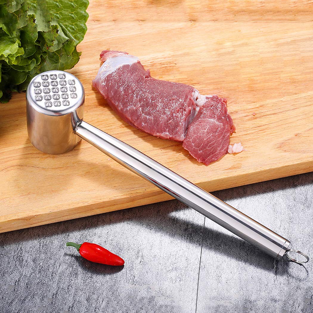 Stainless Steel Meat Tenderizer Hammer - Heavy Duty Kitchen Mallet for Beef, Chicken & Pork - Perfect for Grilling, BBQ & Home Cooking