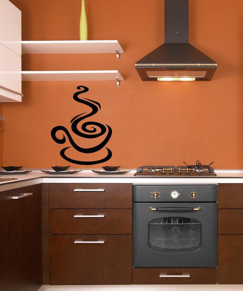 Vinyl Wall Decal Sticker - Coffee Swirl Art Design #OS_AA1417 - Perfect for Home Decor, Kitchen, Cafe & Office Wall Art