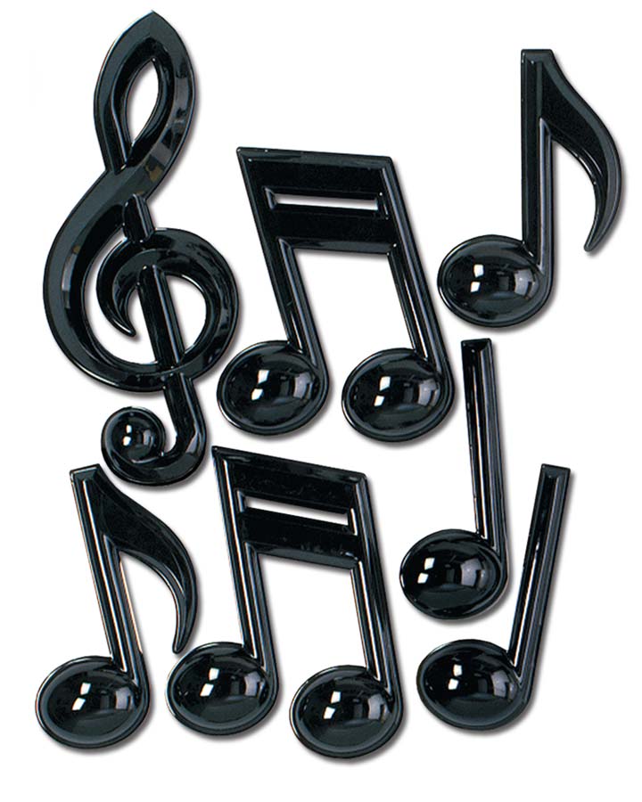 7-Piece Black Plastic Musical Note Set - Perfect for Music Teachers, Students, and DIY Craft Projects