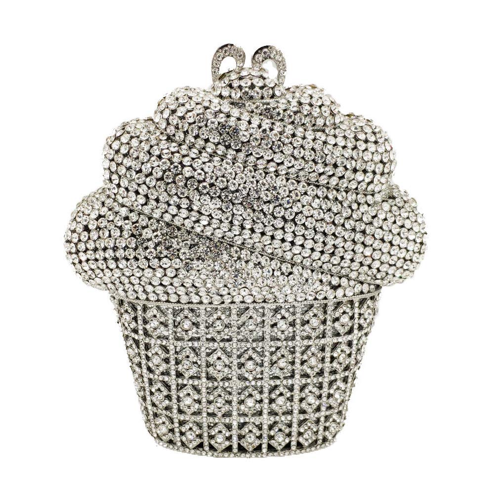 Sparkly Ice Cream Shaped Crossbody Purse for Women - Rhinestone Decorated Clutch Bag for Parties, Evening Events & Date Nights | Trendy Cute Handbag for Girls Night Out, Prom, Wedding & Special Occasions